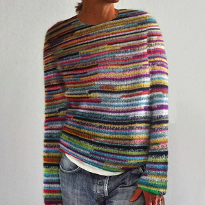 Avencea - Comfortable Striped Sweater - Casual - Seasonal Collection - Autumn for Women - High-Quality Materials, Slim Fit, Long Sleeves, Maximum Comfort, Cozy Elegance.