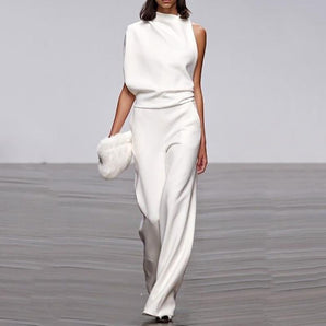 Avencea - Elegant Jumpsuit with Wide Legs and Open Back