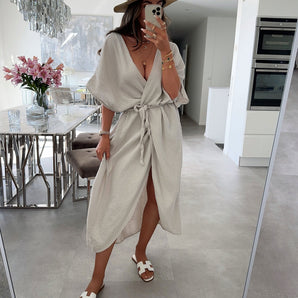 Avencea Bliss Kimono Beige 100% Cotton