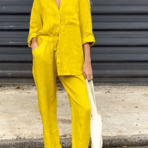 Avencea | Linen Combo Set with Shirt and Pants