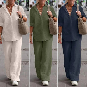 Avencea - Casual Cotton-Linen Set for Relaxed Elegance