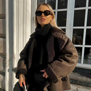 Avencea Oversized Brown Jacket