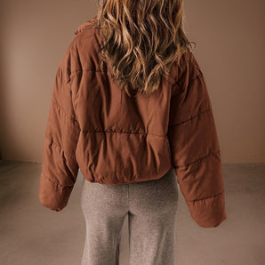 Avencea - Solid Color Padded Jacket for Autumn and Winter