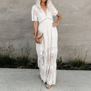 Avencea - V-Neck Maxi Dress for Effortless Style