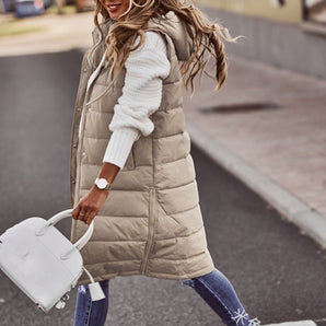 Avencea - Longline Puffer Vest with Hood
