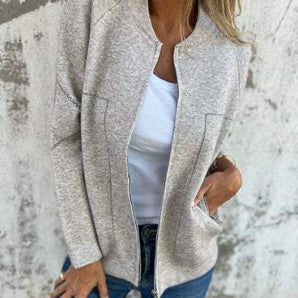 Avencea - Lightweight Zip Jacket with Round Neck for a Casual Style