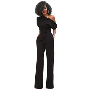 WOLF Solider Bodycon Jumpsuit Frauen Elegante Beiläufige Streetwear Plus Größe Hohe Taille Weites-Bein-Hosen Overalls - Wolf Fashion